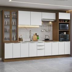 Imagem de Armário De Cozinha Completa 340cm Rustic/branco Veludo Lux Madesa 02 Rustic/branco Veludo
