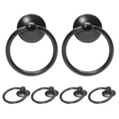 Imagem de Zernmiarder Puxadores de gaveta de anel pendente preto, puxadores de anel de armário vintage, puxadores de anel de gaveta de metal para gavetas de cômoda armários
