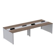 Imagem de Mesa de Plataforma Dupla para 4 Pessoas Corporativa 140x140/4p Walnut/Cinza