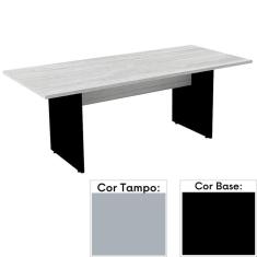 Imagem de Mesa de Reunião Retangular 200 x 90 cm Pé Painel PE25 em MDP Cinza com Base Preta