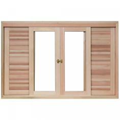 Imagem de Janela de Madeira Veneziana de Correr 120x150cm Com Caixilho 14cm  EWK 362 Rondosul Marroml