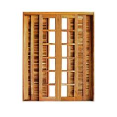 Imagem de Portal Correr Veneziana 6 Folhas Itauba Reto com Fechadura 1,60 X 2,10 Rodam Natural