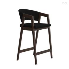 Imagem de Banqueta Alta para Balcão Ravena em Madeira Maciça Capuccino Suede Preto CCS