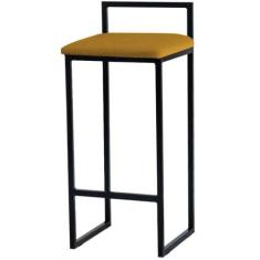 Imagem de Banqueta Alta Estofada Suede Pietra Base Preta House Móveis - JOTABE, 