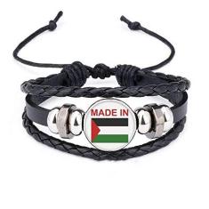 Imagem de DIYthinker Pulseira feita na Palestina Country Love Pulseira de couro trançado com contas