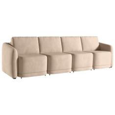 Imagem de Sofá Cama para Sala de Estar 5 Lugares 436cm Montserrat K01 Veludo Bege - Lyam Decor