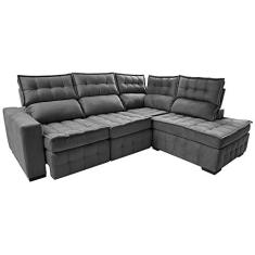 Imagem de Sofá de Canto Direito 2,65x2,30m Retrátil e Reclinável com Molas Ensacadas Cama inBox Nobre Cinza