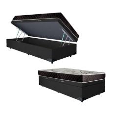 Imagem de Cama Box Baú Solteiro Colchão Aylla Espuma D33 Acolchões + Box Suede 57x88x188