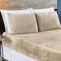 Imagem de Jogo De Cama Casal Padrão BiaManta 3 Peças Cáqui