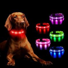 Imagem de MASBRILL Coleiras para cães iluminadas RGB coleira de cachorro com LED piscante recarregável resistente à água que brilha para passeios noturnos para cães pequenos, médios e grandes
