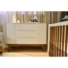 Imagem de Cômoda Infantil 3 Gavetas 2 Portas Multimóveis Cr40019 Branco Acetinado/mel