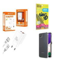 Imagem de Kit Carregador Turbo 20W + Capinha Samsung A22 5G + Película de Cerâmi
