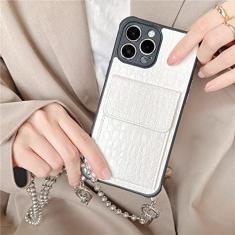Imagem de Couro luxuoso slot para cartão crossbody colar cordão capa macia para iphone 14 13 12 11 pro max xs xr 8 7 plus capa se3, branco, para 7 plus, 8 plus