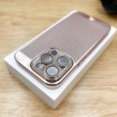 Imagem de Capa de resfriamento de malha de dissipação de calor respirável revestida para iPhone 15 14 13 12 11 Pro Max Plus Capa rígida ultrafina para PC, rosa, para iPhone 14