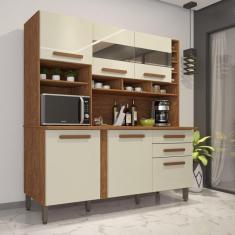 Imagem de Armário para Cozinha Espelhada 6 Portas 2 Gavetas Alexia IMOP Móveis Cinamomo/Off White