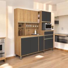 Imagem de Cozinha Compacta 10 Portas Jasmim Freijó e Grafite - Mobiliar Home Sho