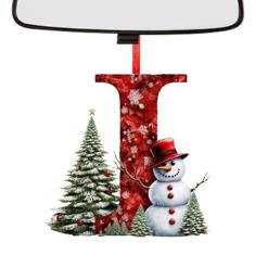 Imagem de Enfeites de Natal com letras de de neve,Enfeites de Natal - Pingente de carro com carta padrão de de neve criativo - Decoração acrílica de A a Z, suprimentos para festas, peças centrais de Natal para