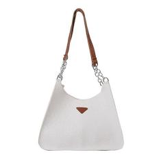 Imagem de Bolsas de ombro pequenas femininas modernas de couro leves com alça removível, Branco