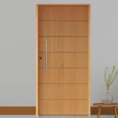 Imagem de Kit Porta de Madeira 210x82cm Batente 14cm Fechadura Rolete Rodam Imbuia