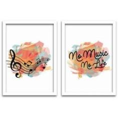 Imagem de Conjunto Quadros Decorativos 2 peças 40x60 No Music No Life