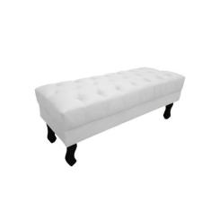 Imagem de Recamier Baú Luis Xv Capitonê Retrô 120 cm Couro Branco Mz Decor - Maz