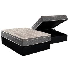 Imagem de Cama Box Baú Casal: Colchão Anatômico Paropas D45 Confort Mega Firme + Base CRC Suede Black (138x188)