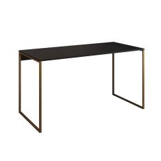 Imagem de Escrivaninha Industrial Base Ferro Dourado Tampo Mdp Preto 137x60