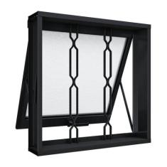 Imagem de Janela de Aço Maxim-Ar com Grade Mosaico 50x50cm Aço Pronto Riobras