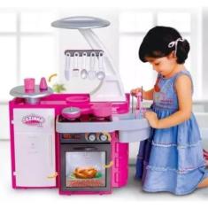 Imagem de Cozinha Infantil Completa Geladeira Fogão E Pia Que Sai Água Ideal Par
