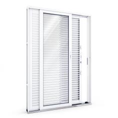 Imagem de Porta de Aço Balcão Flex 214x150cm com Vidro 3 Folhas Facilita Lucasa Branco