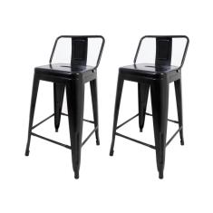 Imagem de Kit 2 Banquetas Tolix Médias com Encosto Pretas