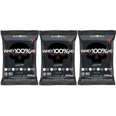 Imagem de Kit 3 Wheys 100% Hd Black Skull 900G - Chocolate