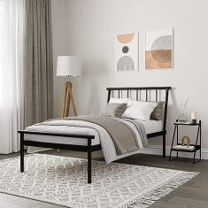 Imagem de Cama Solteiro em Aço Begônia Cabecasa Madeiramadeira Cinza grafite