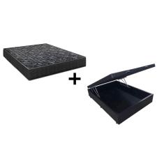 Imagem de Cama Box Baú Casal 138 Tecido Sintético Preto com Colchão Lisboa Bello Box Espuma D28 Preto