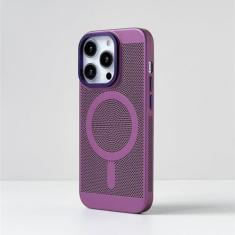 Imagem de Grade de caixa de telefone magnética respirável à prova de choque, dissipação de calor, resfriamento, capa fina sensorial HardPC para Iphone15 14 13 12 11promax, vinho tinto, para 12 ou 12Pro
