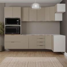 Imagem de Cozinha Modulada 7 Peças sem Tampo sem Rodapé Ipanema Cabecasa Madeiramadeira Cinza Trama