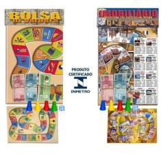 Imagem de Kit 2 Jogo De Tabuleiro Mesa Banco Imobiliário + Bolsa De Valores - Br