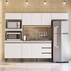 Imagem de Cozinha Modulada 4 Peças 2 Aéreos 1 Balcão e 1 Torre Quente Margarida Branco