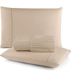 Imagem de Jogo Lençol King 3 peças com Elástico Ponto Palito Micropercal 400 Fio