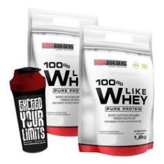 Imagem de Kit 2x 100% Like Whey Protein 1,8kg + Shaker - Bodybuilders