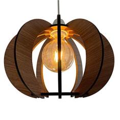 Imagem de Luminária Lustre Pendente Madeira Sala Quarto Cozinha Balcão NY Noite Carvalho