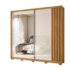 Imagem de Guarda Roupa Dhara 242cm 2 Portas Freijó Off White Com Espelho Moval