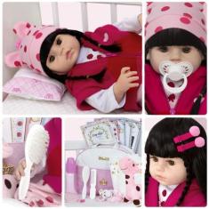 Imagem de Bebe Boneca Reborn Menina Realista Girafa Com Bolsa E Itens - Cegonha