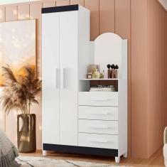 Imagem de Guarda-Roupa Solteiro com Espelho Capri Flex 2 pt 4 gv Branco