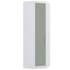 Imagem de Guarda Roupa De Canto Diagonal Modulado 70cm 1 Porta Alpes Luciane Móveis Branco Pf Com Verde Pf