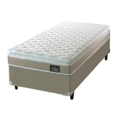 Imagem de Cama Box Solteiro Colchão D45 com Pillow Top Hellen 88x188x62cm Bege -