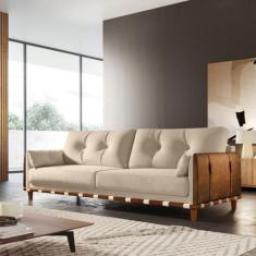 Imagem de Sofá 3 Lugares Texas Living 2M D28 Pés E Base Em Madeira Linho - Zara