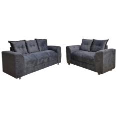 Imagem de Conjunto De Sofá De 2 E 3 Lugares Porto Cinza Suede Resistente