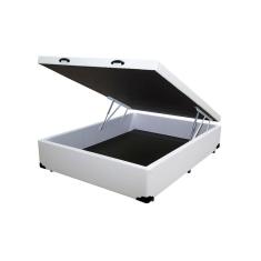 Imagem de Cama Box Baú Blindado Casal Principe das Camas Sintético Branco 138x188x41