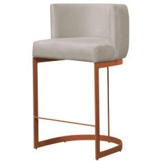 Imagem de Banqueta Estofada Emily Base Bronze Veludo Bege - Montanaris Decor